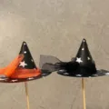 Halloween witch hat cake toppers with mesh decoration, perfect for spooky party food decor. - Mesh Decorative Witch Hat