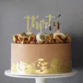 Adorno de pastel acrílico dorado treinta para decoración de fiesta de cumpleaños y pasteles. - Treinta / Dorado