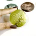 Acrylic thank you cupcake topper circle green party cake decoration detail shot. - Style 1 / Gold