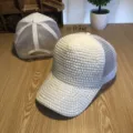 White rhinestone mesh baseball cap for women, stylish summer sun protection hat style. - Adjustable / White (Full Rhinestone Mesh Cap)