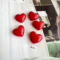 Red resin heart decorations for Valentine's day cake and DIY crafts, glossy 2cm love charms. - Heart Resin Ornament / 5 Pieces