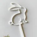 Weiße Acryl Osterhase Kuchendepper, süßes Hasen-Silhouetten-Design für Party Backen Dekoration. - Kleine Weiße Hase Cupcake Dekoration