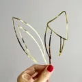 Gold acrylic Easter bunny ears cake topper for holiday party dessert decoration details. - A Pair of Rabbit Ears / Large Single Piece (Overall Height about 12CM)