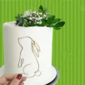 Easter bunny acrylic cake topper gold metal line art rabbit cake decoration detail view - Cake Side Rabbit / Large Single Piece (Height about 10CM)