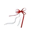Red ribbon bow with clear crystal bead string designed for lovely cake decoration. - Crystal Bow / Width approx 11cm