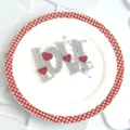 Rhinestone LOVE cake topper with red hearts, perfect for Valentine's day party decoration. - Copyright Red Heart LOVE / Width Approx 9CM