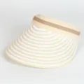 Women's straw sun visor, white and beige striped empty top hat, summer beach hat. - Striped Style (Beige)