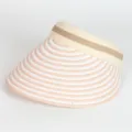 Stylish striped straw sun visor hat for women, breathable open top beach summer cap. - Striped Style (Pink)