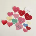 Valentine heart cake decorations and stickers set detail view showing cute romantic design. - Korean Valentine Mixed Color Style