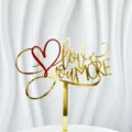 Gold red acrylic love you more cake topper, perfect for Valentine Day party dessert decor. - Love You More Red Heart (Width ~12CM)