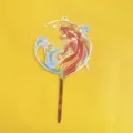 Details of the Chinese style koi acrylic cake topper, featuring traditional goldfish design. - Koi Design (With Stick)