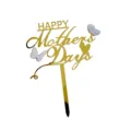 Gold acrylic Happy Mother's Day cake topper with iridescent butterflies for party decor. - Happy Mother's Day / Gold
