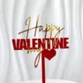 Valentine's day acrylic cake topper red heart gold letters dessert decoration detail shot - Happy Valentine's Day Red Gold (Width ~10.5CM)
