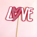Valentine's day glitter paper love cake topper for wedding anniversary party dessert decor - Love 3D Artistic Font Style