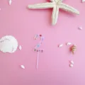 Pink acrylic number 2 cake topper with ocean seashell starfish design for birthday party decor - 2 / S