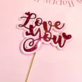 Pink glitter Love You cake topper for Valentine's Day party decorations and dessert styling - Love You Glitter Font Style