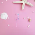 Pink acrylic number 3 cake topper detail with ocean seashell styling for birthday party decor - Style 3 / S