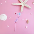 Pink acrylic number 7 cake topper with ocean shell and starfish theme for birthday party decor. - 7 / L