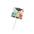 Graduation cake topper with black cap and colorful grad letters insert for graduation party decor - Graduation Season Style A Material Pack / 5 Pieces/Pack