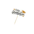 Graduation cake topper paper insert with wooden stick, perfect for graduation party decoration. - Graduation Season Style H Material Pack / 5 Pieces/Pack