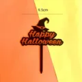Halloween black acrylic witch hat cake topper detail view showcasing spooky holiday party decoration. - Witch Hat