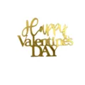 Decoracion de torta Happy Valentines Day de acrilico dorado para fiesta de amor. - Dorado Happy Valentine's Day 2