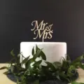 Wooden Mr & Mrs cake topper for wedding dessert table decoration, rustic party supply prop. - Style 9