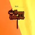 Halloween cake topper black acrylic spooky party decoration for dessert insert 9cm width - Pumpkin