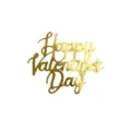 Decoracion de torta acrilica dorada Happy Valentines Day para postres romanticos. - Dorado Happy Valentine's Day 3