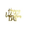 Adorno de tarta de acrílico dorado Happy Valentine, decoración elegante para aniversario. - Dorado Happy Valentine's Day 4