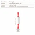 Stainless steel rolling pin with red plastic handles for baking, 36.5cm kitchen pastry tool. - 6-Inch Plastic Handle Rolling Pin / Red
