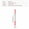 Stainless steel rolling pin with red plastic handles, 46.5cm length for baking. - 10-Inch Rolling Pin with Plastic Handle