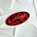 Valentine's Day rose cake topper oval paper card with romantic love text for baking decor - Oval Love You Rose Card (Pack of 5)