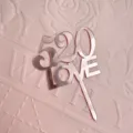 Decorazione per torta 520 Love in acrilico oro rosa San Valentino Vista dettaglio - Amore / Oro rosa