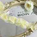 Détail de ruban en mousseline plissée à carreaux jaune et blanc, accessoire de nœud bord ondulé. - Jaune 4 cm 10 yards