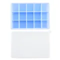 Blue silicone ice cube tray with white lid, 15-grid flexible mold for kitchen summer drinks use. - 15-Grid Silicone Ice Cube Tray (Blue) with Lid