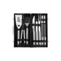 Stainless steel BBQ tool set with aluminum storage case, durable grilling accessories. - 10-Piece Set