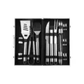 Stainless steel BBQ grill tool set in aluminum case, portable outdoor barbecue accessories. - 18-Piece Set