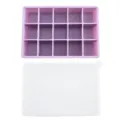 Purple 15-grid silicone ice cube tray with white lid for home kitchen and DIY drinks. - 15-Grid Silicone Ice Cube Tray (Purple) with Lid