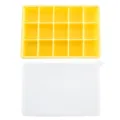 Yellow 15-grid silicone ice cube tray with white lid, flexible ice mold for kitchen bar. - Silicone Ice Cube Tray 15 Cavities [Yellow] with Lid