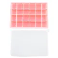 Pink 24-grid silicone ice cube tray with white lid, kitchen cooling mold tool. - 24-Grid Silicone Ice Cube Tray with Lid - Pink