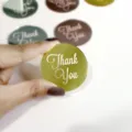 Acrylic Thank You Cupcake Toppers Round Party Cake Decoration Disc for Celebration Events - Style 2 / Gold
