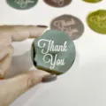 Acrylic Thank You cupcake topper detail, round decorative dessert disk for party celebration. - Style 21 / Silver