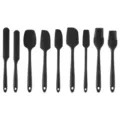 Siliconen bakspatel set, 9-delige zwarte antiaanbaklaag keuken gereedschap voor koken. - 9-Delige Set / Zwart