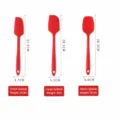 Maattabel van de siliconen spatel bakketset met afmetingen en gewicht voor keuken. - 3-delige set / Rood