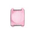 Pink plastic egg slicer with stainless steel wires for kitchen cooking and food prep tool. - Pink