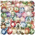 Kerst transparant PET stickers set, waterdicht DIY decoratie voor dagboek telefoonhoesje mok - Kerst Klok (SLP157) / 50 Stuks/Pak / Meerkleurig