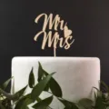Wooden Mr and Mrs Cake Topper Wedding Party Dessert Table Decoration Natural Wood Style - Style 7