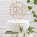 Wooden MR and MRS cake topper for wedding, Valentine's Day party and sweet dessert table decor. - Style 10