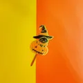 Halloween acrylic cake topper featuring a black cat and pumpkin, perfect for party decor. - Orange Pumpkin